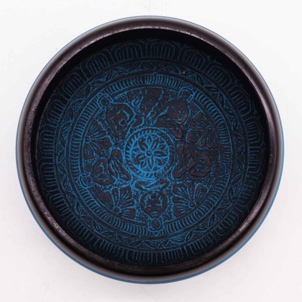 Cuenco tibetano Earth Powder - Cinco Budas Mantra Azul - 16 cm