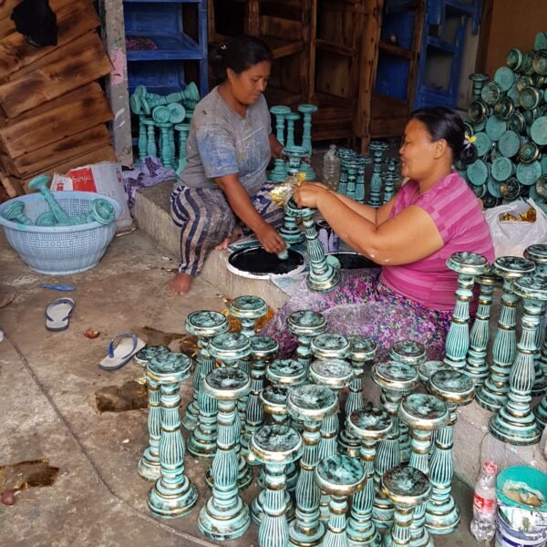 Soporte de vela grande - Oro blanco