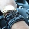 Pulsera de Hombre - Metal Y Cuero (color aleatorio)