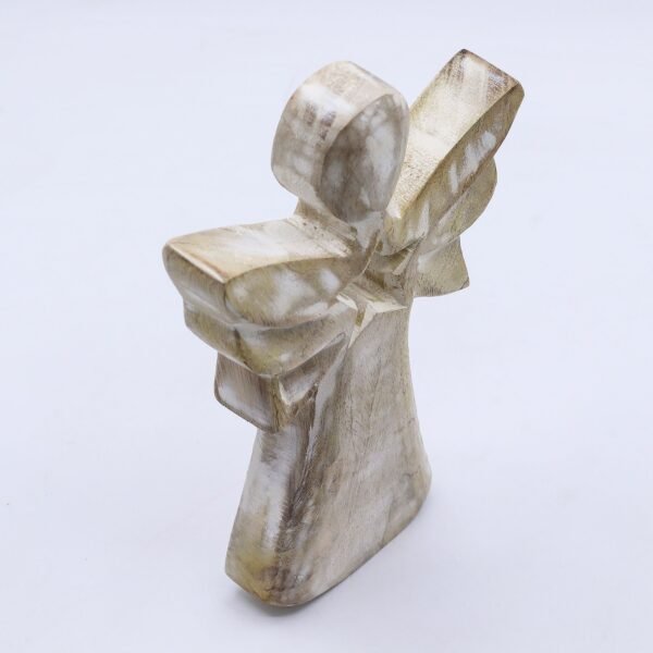 Ángel de madera de mango - blanqueado con recorte de estrella
