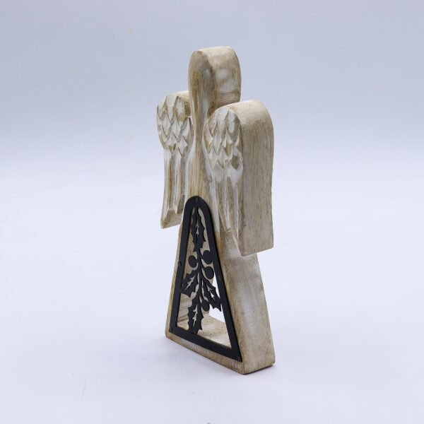 bG9jYWw6Ly9tZWRpYS8xUy9FRS82MFIzMEMxSjY0UjNFRTFTLzI1NTFhNDQxLmpwZw.jpg Ángel de madera de mango - acabado lavado blanco con recorte decorativo de hierro