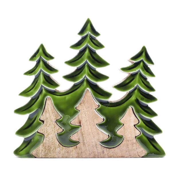 Perdido en el bosque - Decoración de madera 3D de tres árboles - 20x23 cm