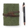 Cuaderno grueso de cuero con borde deckle – Patrón de laberinto verde – 12.7×8.9 cm