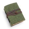Cuaderno grueso de cuero con borde deckle – Patrón de laberinto verde – 12.7×8.9 cm