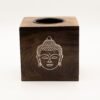 Gran quemador de aceite de madera de mango cuadrado - Cara de Buda