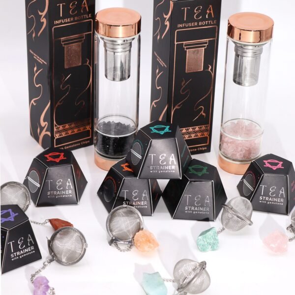 Colador de té de piedras preciosas de cristal crudo - Aguamarina