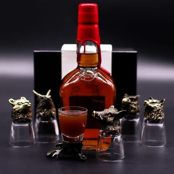 bG9jYWw6Ly9tZWRpYS85TS9DRS82MFIzMEMxSjY0UktDRTlNLzc4ZDVjNmUwLmpwZw.jpg Conjunto regalo de 6 vasos de chupito (50 ml) - Criaturas Salvajes del Bosque - Bronce antiguo