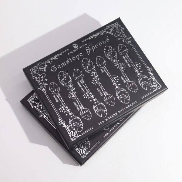 Set de 7 Cucharas de Bruja de Cristal con Piedra Preciosa de Bronce
