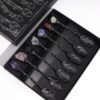 Juego de 7 Cucharas de Bruja de Cristal de Piedra Preciosa de Plata Oscura
