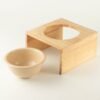 PAW Cuencos para comida - Grande cerámica individual en soporte de madera - 14 cm