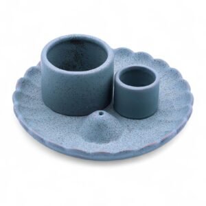 Soporte cerámico para Palo Santo e Incienso - Flor de loto - Azul