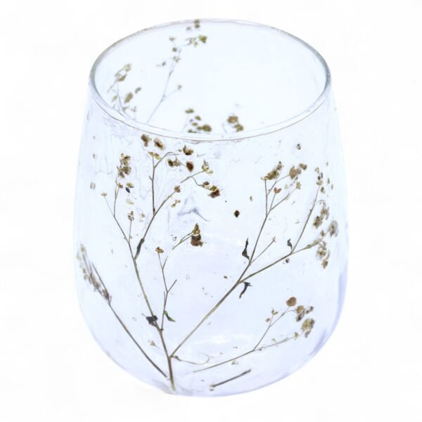 Portavelas de Vidrio floral natural - Jarrón - Margarita  - (12x11cm)