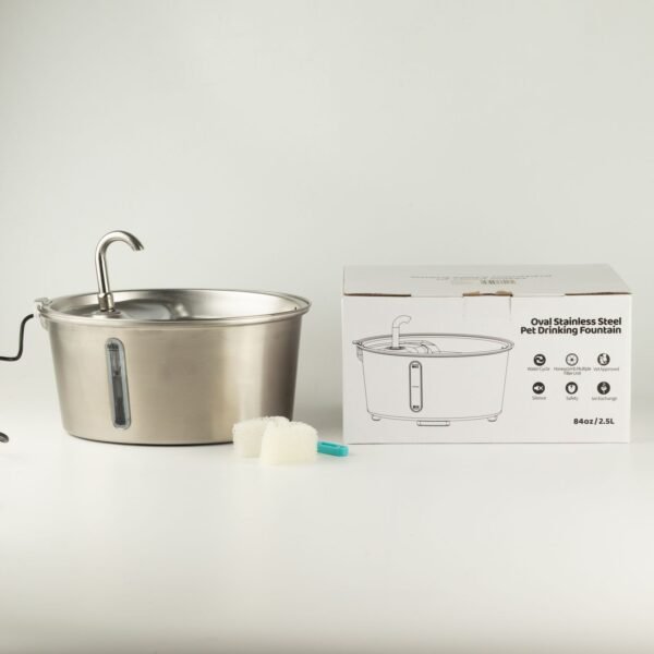 Tazones para comida PAW - Fuente de agua eléctrica de 2.5 litros - USB - acero inoxidable (304)