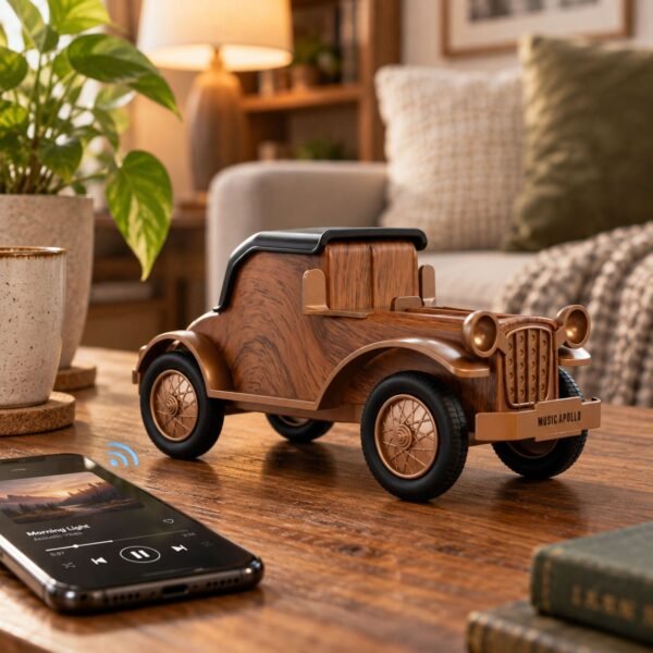 Altavoz clásico para coche vintage y soporte para teléfono - Bluetooth - 5 vatios